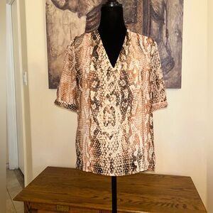 Calvin Klein Women's Snakeskin Print Short Sleeve Top Medium NWT